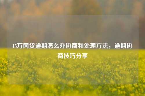 15万网贷逾期怎么办协商和处理方法，逾期协商技巧分享