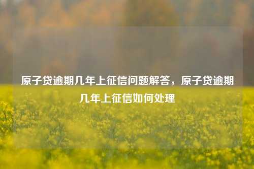 原子贷逾期几年上征信问题解答，原子贷逾期几年上征信如何处理