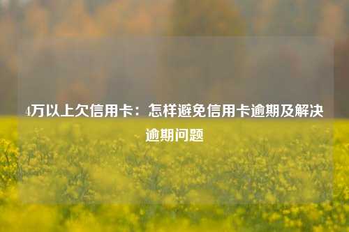 4万以上欠信用卡：怎样避免信用卡逾期及解决逾期问题