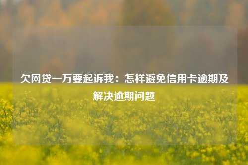 欠网贷一万要起诉我：怎样避免信用卡逾期及解决逾期问题