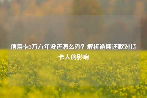 信用卡3万六年没还怎么办？解析逾期还款对持卡人的影响