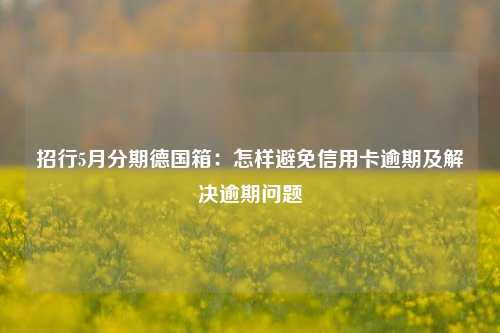 招行5月分期德国箱：怎样避免信用卡逾期及解决逾期问题