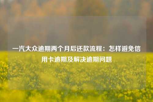 一汽大众逾期两个月后还款流程：怎样避免信用卡逾期及解决逾期问题