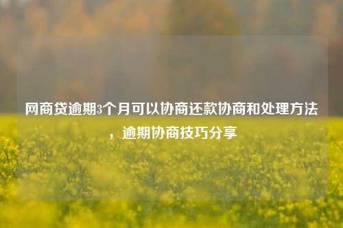 网商贷逾期3个月可以协商还款协商和处理方法，逾期协商技巧分享