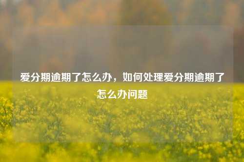 爱分期逾期了怎么办，如何处理爱分期逾期了怎么办问题