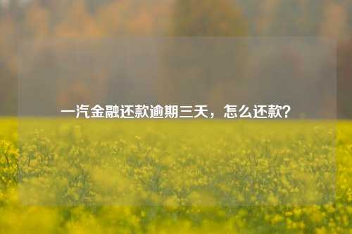 一汽金融还款逾期三天，怎么还款？