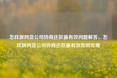 怎样跟网贷公司协商还款最有效问题解答，怎样跟网贷公司协商还款最有效如何处理