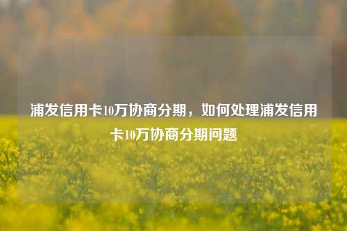 浦发信用卡10万协商分期，如何处理浦发信用卡10万协商分期问题