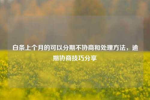 白条上个月的可以分期不协商和处理方法，逾期协商技巧分享