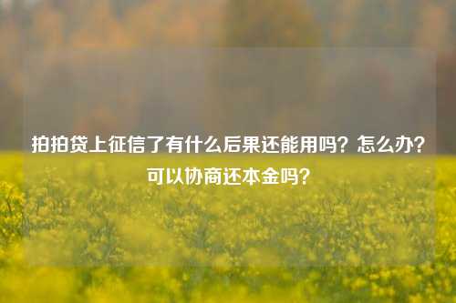 拍拍贷上征信了有什么后果还能用吗？怎么办？可以协商还本金吗？