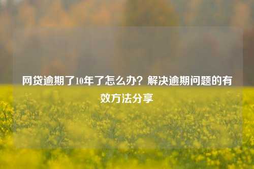 网贷逾期了10年了怎么办？解决逾期问题的有效方法分享