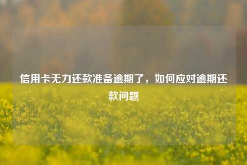 信用卡无力还款准备逾期了，如何应对逾期还款问题