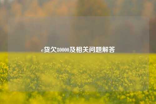 e贷欠80000及相关问题解答