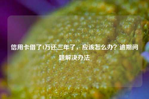 信用卡借了4万还三年了，应该怎么办？逾期问题解决办法