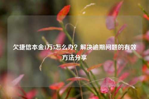 欠捷信本金1万5怎么办？解决逾期问题的有效方法分享