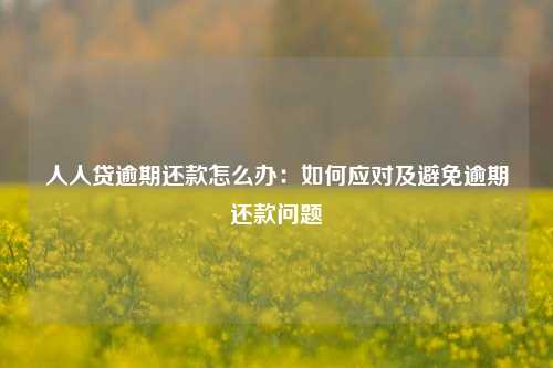 人人贷逾期还款怎么办：如何应对及避免逾期还款问题