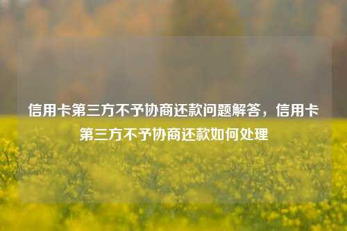 信用卡第三方不予协商还款问题解答，信用卡第三方不予协商还款如何处理