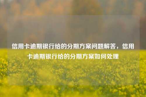 信用卡逾期银行给的分期方案问题解答，信用卡逾期银行给的分期方案如何处理