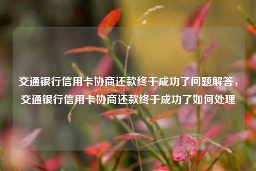 交通银行信用卡协商还款终于成功了问题解答，交通银行信用卡协商还款终于成功了如何处理