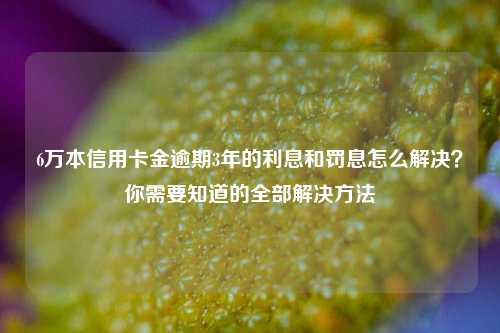 6万本信用卡金逾期3年的利息和罚息怎么解决？你需要知道的全部解决方法