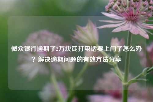 微众银行逾期了2万块钱打电话要上门了怎么办？解决逾期问题的有效方法分享