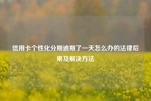 信用卡个性化分期逾期了一天怎么办的法律后果及解决方法