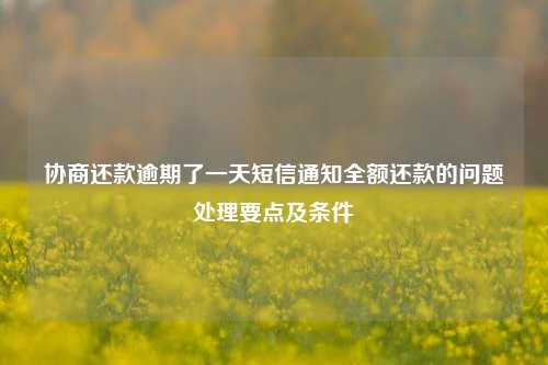 协商还款逾期了一天短信通知全额还款的问题处理要点及条件