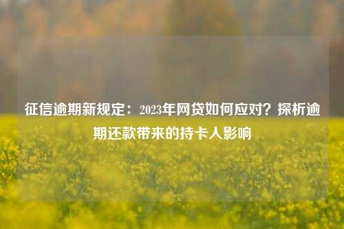 征信逾期新规定：2023年网贷如何应对？探析逾期还款带来的持卡人影响