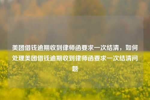 美团借钱逾期收到律师函要求一次结清，如何处理美团借钱逾期收到律师函要求一次结清问题