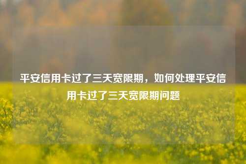 平安信用卡过了三天宽限期，如何处理平安信用卡过了三天宽限期问题