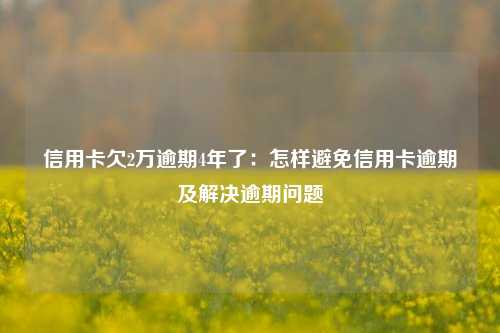 信用卡欠2万逾期4年了：怎样避免信用卡逾期及解决逾期问题