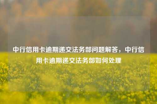 中行信用卡逾期递交法务部问题解答，中行信用卡逾期递交法务部如何处理