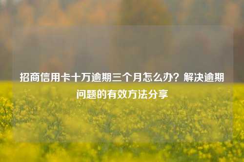 招商信用卡十万逾期三个月怎么办？解决逾期问题的有效方法分享