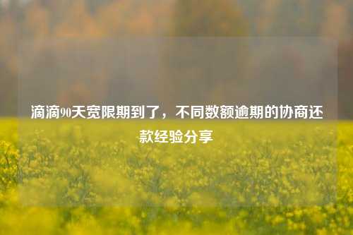 滴滴90天宽限期到了，不同数额逾期的协商还款经验分享