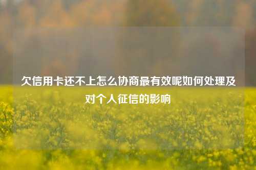 欠信用卡还不上怎么协商最有效呢如何处理及对个人征信的影响