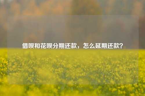 借呗和花呗分期还款，怎么延期还款？