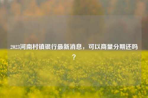 2023河南村镇银行最新消息，可以商量分期还吗？