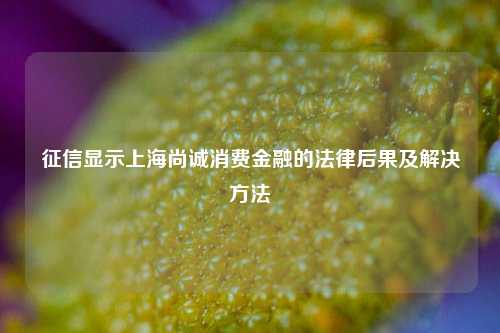 征信显示上海尚诚消费金融的法律后果及解决方法