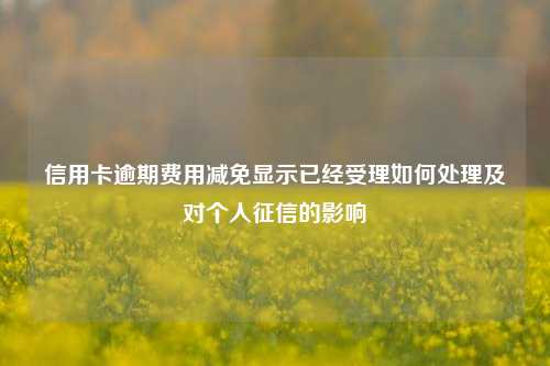 信用卡逾期费用减免显示已经受理如何处理及对个人征信的影响