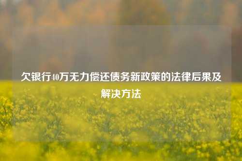 欠银行40万无力偿还债务新政策的法律后果及解决方法