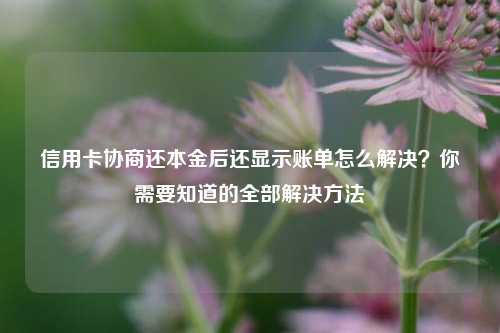 信用卡协商还本金后还显示账单怎么解决？你需要知道的全部解决方法