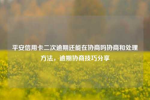 平安信用卡二次逾期还能在协商吗协商和处理方法，逾期协商技巧分享