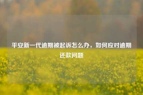 平安新一代逾期被起诉怎么办，如何应对逾期还款问题