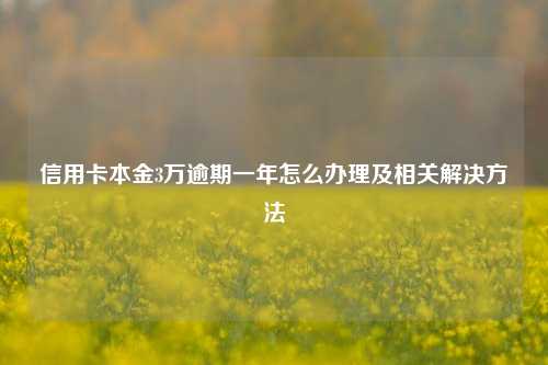 信用卡本金3万逾期一年怎么办理及相关解决方法