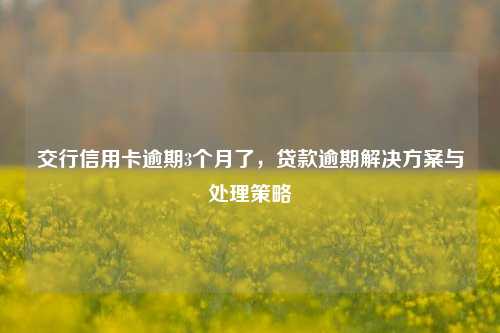 交行信用卡逾期3个月了，贷款逾期解决方案与处理策略