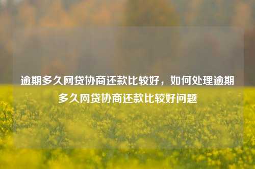 逾期多久网贷协商还款比较好，如何处理逾期多久网贷协商还款比较好问题