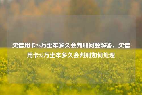 欠信用卡25万坐牢多久会判刑问题解答，欠信用卡25万坐牢多久会判刑如何处理