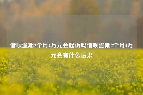 借呗逾期2个月4万元会起诉吗借呗逾期2个月4万元会有什么后果