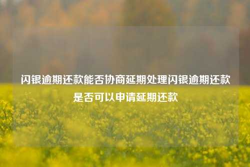 闪银逾期还款能否协商延期处理闪银逾期还款是否可以申请延期还款