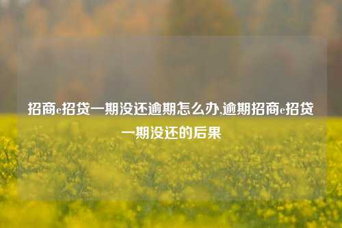 招商e招贷一期没还逾期怎么办,逾期招商e招贷一期没还的后果